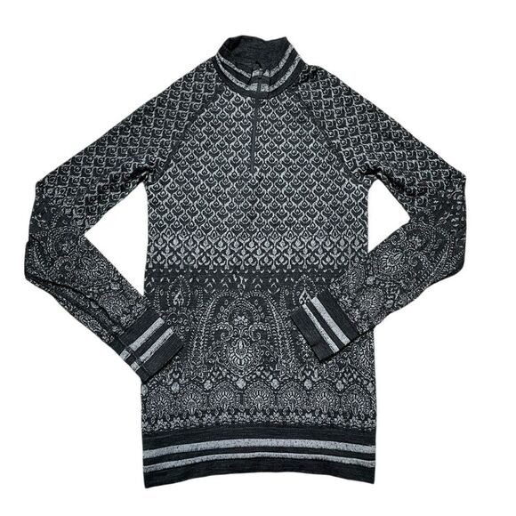 ATHLETA Diamond Peak Half Zip Wool Blend Long Sleeve Shirt Size Medium - Picture 2 of 8